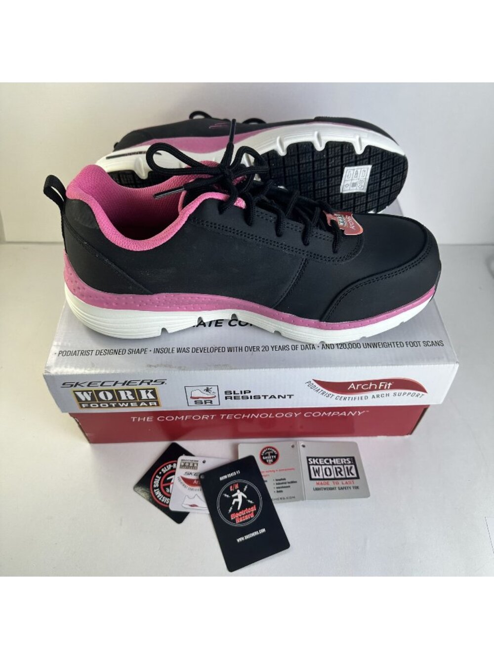 Skechers Womens Work Footwear Air-cooled Arch fit Pink Black Size 9